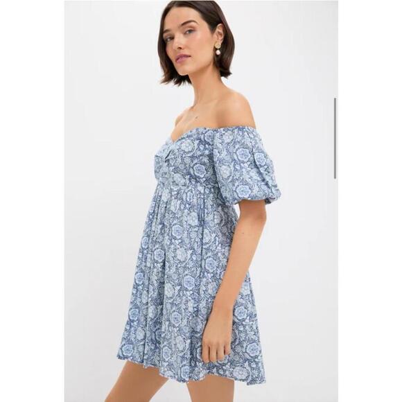 English Factory Blue Medallion Floral Olympia Mini Dress NWT Small S Tuckernuck - Picture 4 of 9